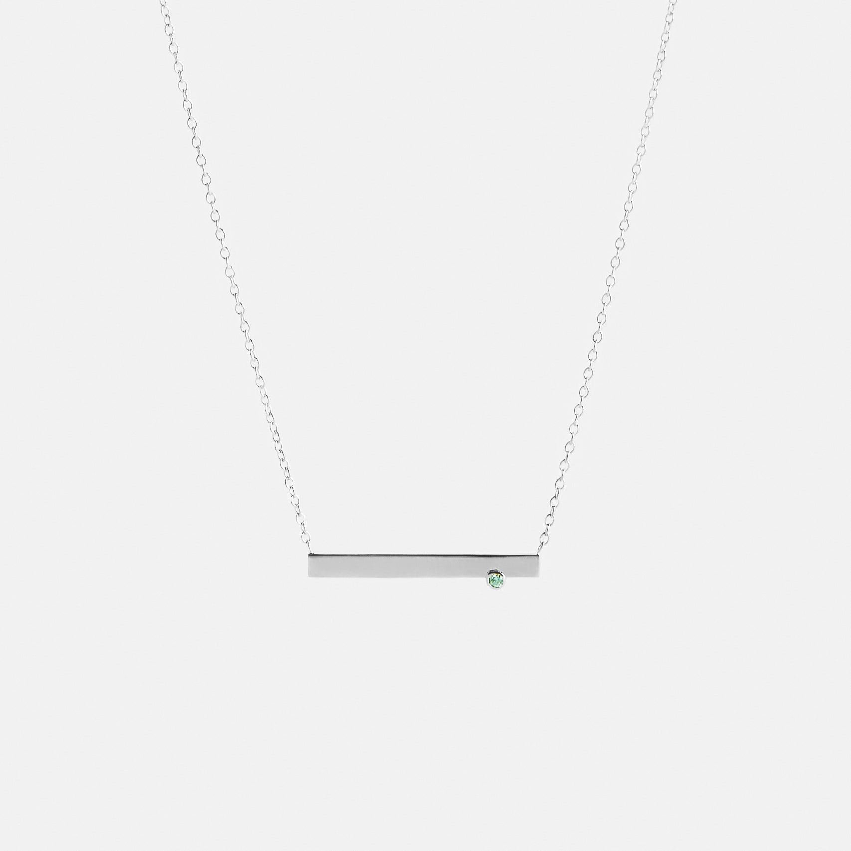 Lane Unconventional Necklace in 14k White Gold set with Green Diamond By SHW Fine Jewelry New York City