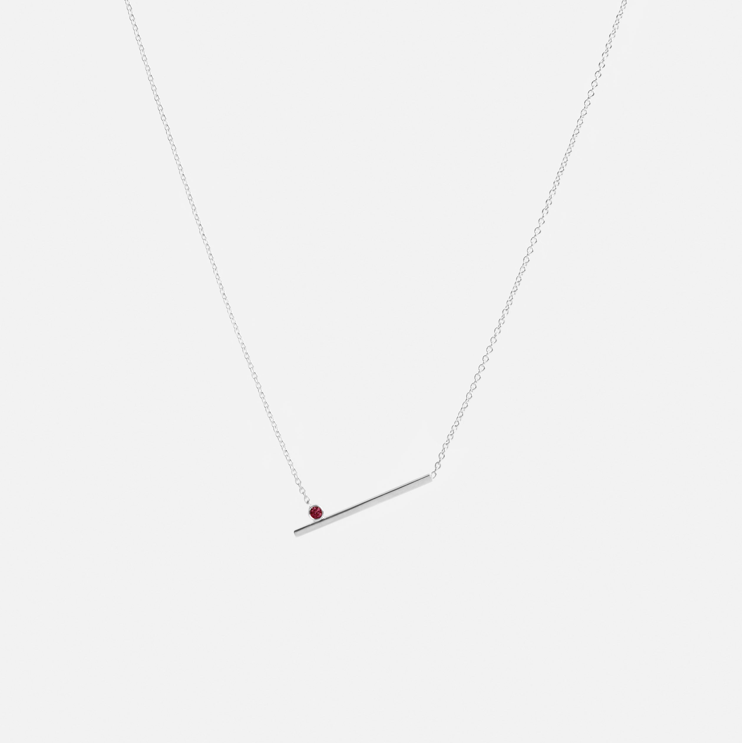 Livi Unconventional Necklace in 14k White Gold Set with Ruby By SHW Fine Jewelry NYC