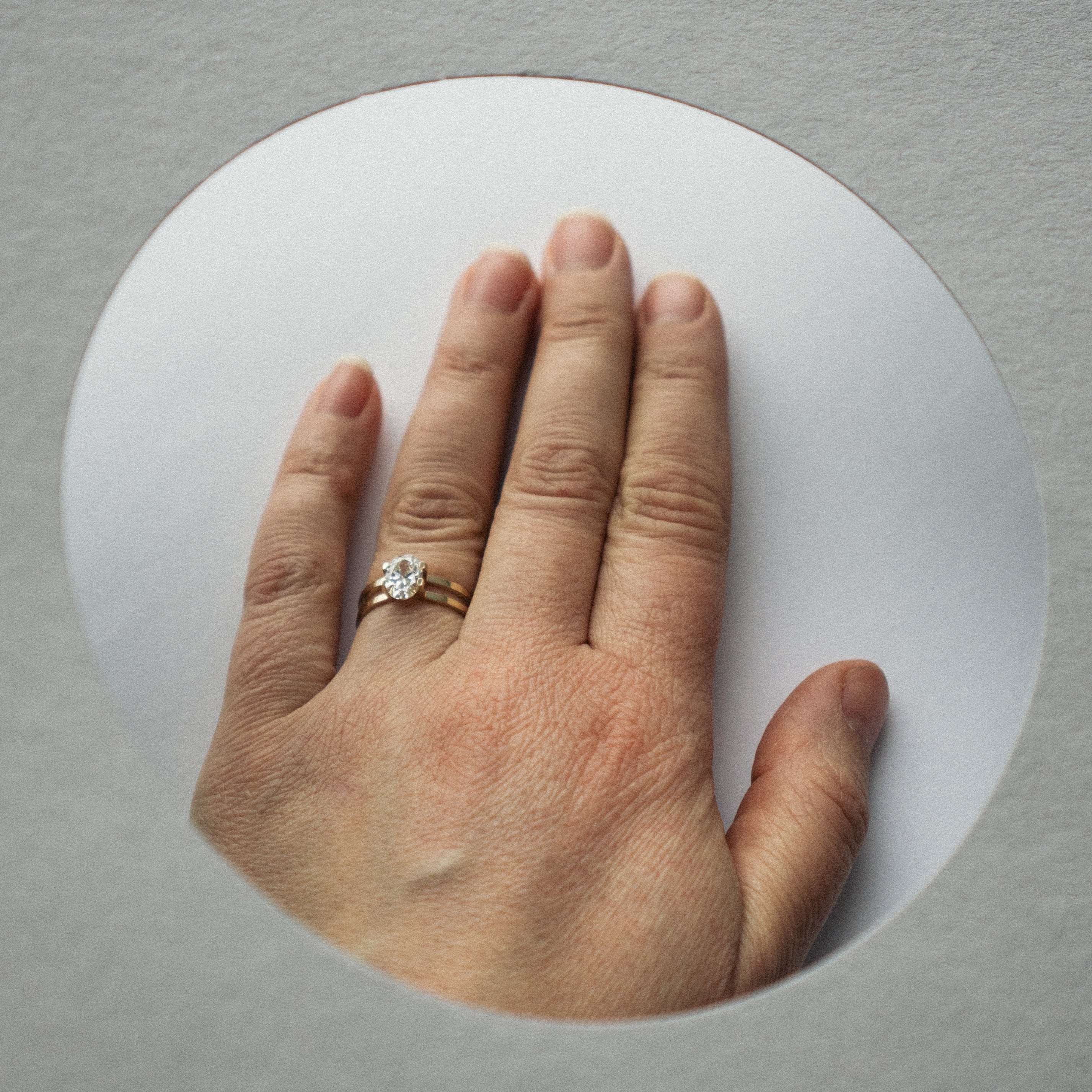 Simple Double Band Prong Engagement Ring with 1 carat lab grown oval diamond in 14k yellow gold by SHW coolest fine jewelry stores in NYC