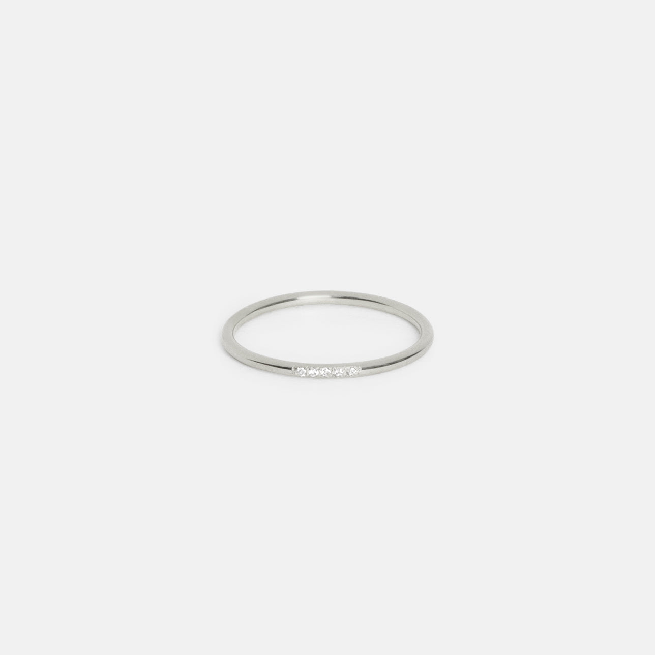 Eiga Thin Ring in 14k White Gold set with White Diamonds By SHW Fine Jewelry NYC
