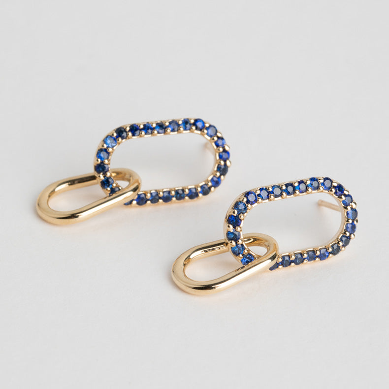 Naki sapphire earrings stud and dangle design modern style solid gold SHW fine jewelry NYC New York City custom