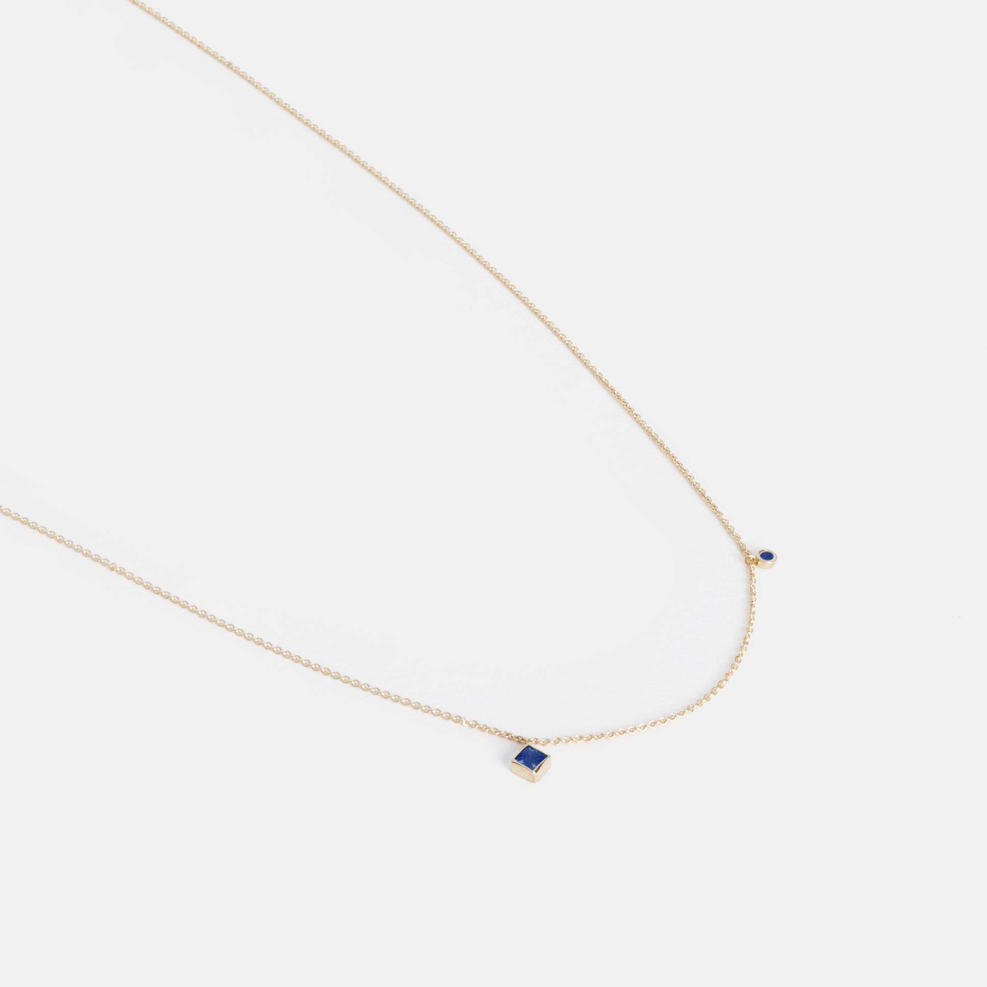 Ibi Delicate Necklace in 14k Gold set with Sapphires By SHW Fine Jewelry NYC