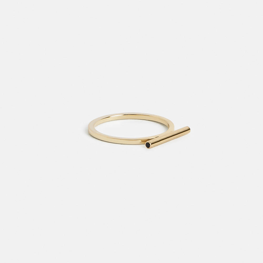 Nox Handmade Ring in 14k Gold set with White and Black Diamonds by SHW Fine Jewelry NYC
