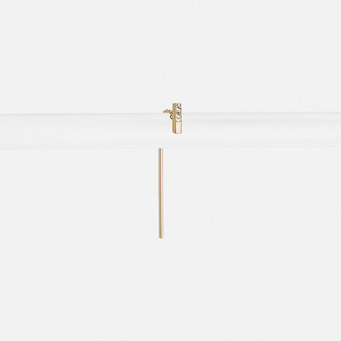 Olko Short Delicate Pull Through Earring 14k Gold set with White Diamond By SHW Fine Jewelry NYC