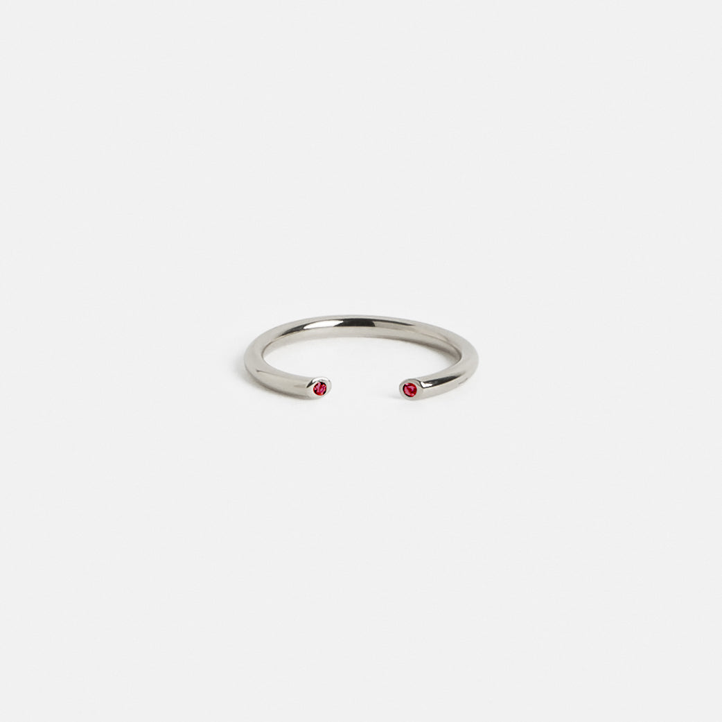 Olva Cool Ring in 14k White Gold set with Rubies by SHW Fine Jewelry NYC