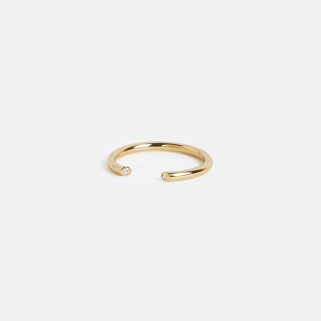 Olva Unisex Ring in 14k Gold set with White Diamonds by SHW Fine Jewelry NYC