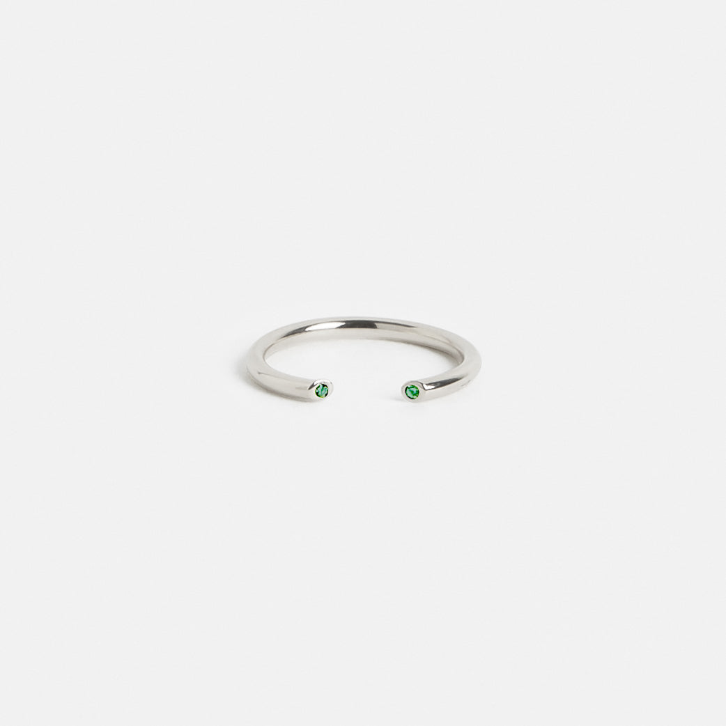 Olva Non-Traditional Ring in Sterling Silver set with Green Diamonds by SHW Fine Jewelry New York City