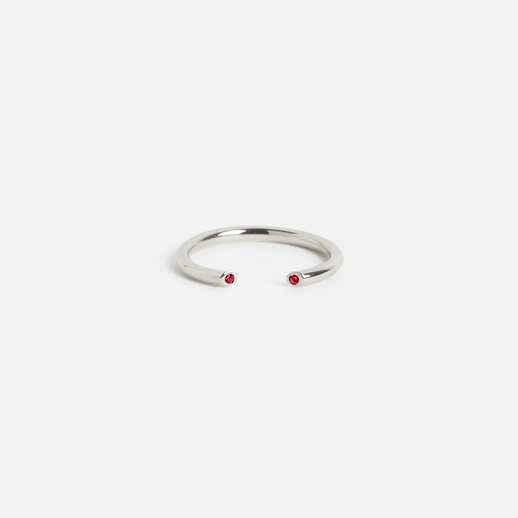 Olva Non-Traditional Ring in Sterling Silver set with Rubies by SHW Fine Jewelry New York City