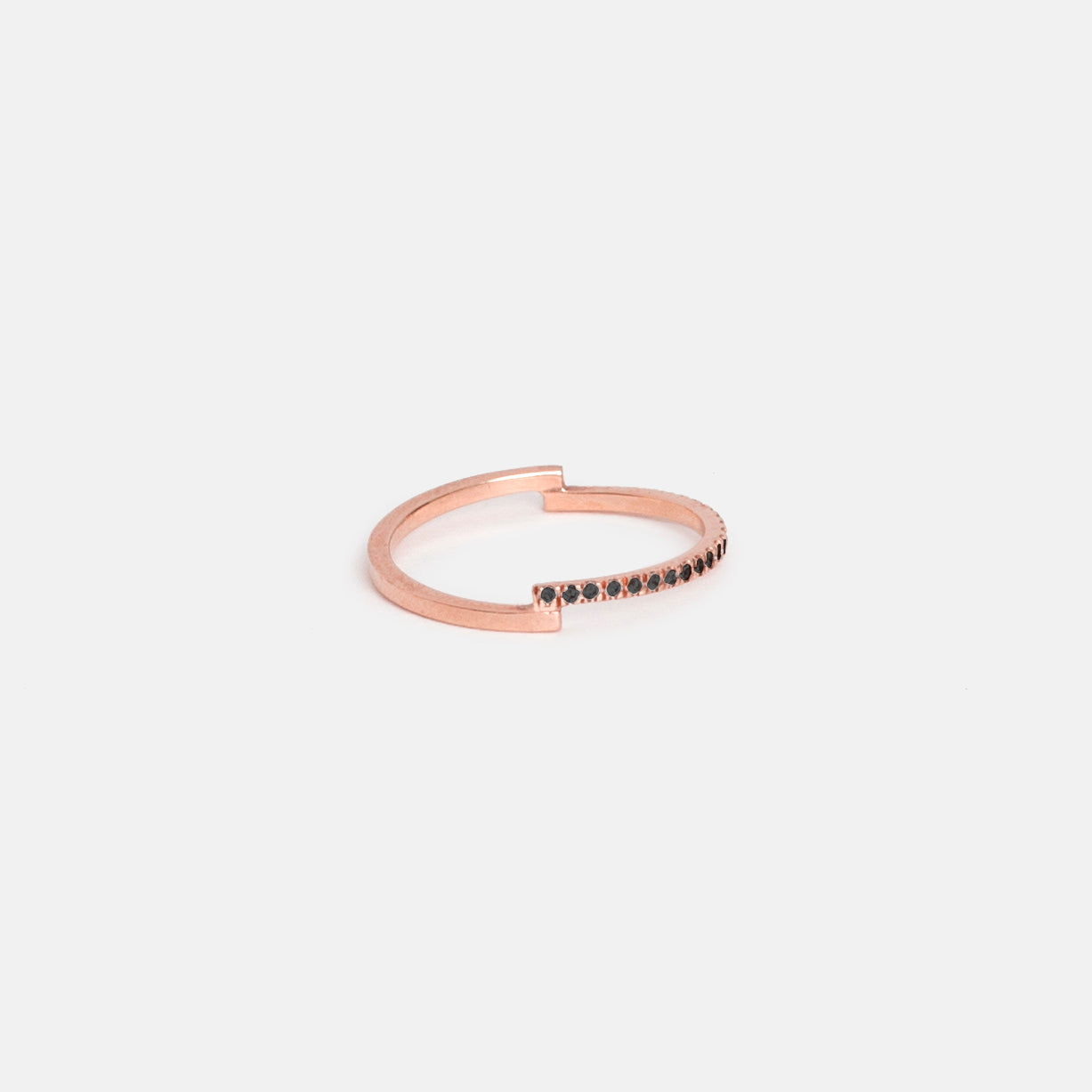 Para Unique Ring in 14k Rose Gold set with Black Diamonds By SHW Fine Jewelry NYC