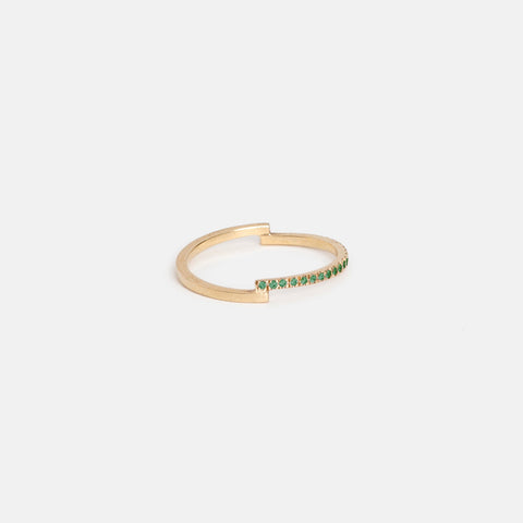 Para Delicate Ring in 14k Gold set with Emeralds By SHW Fine Jewelry NYC
