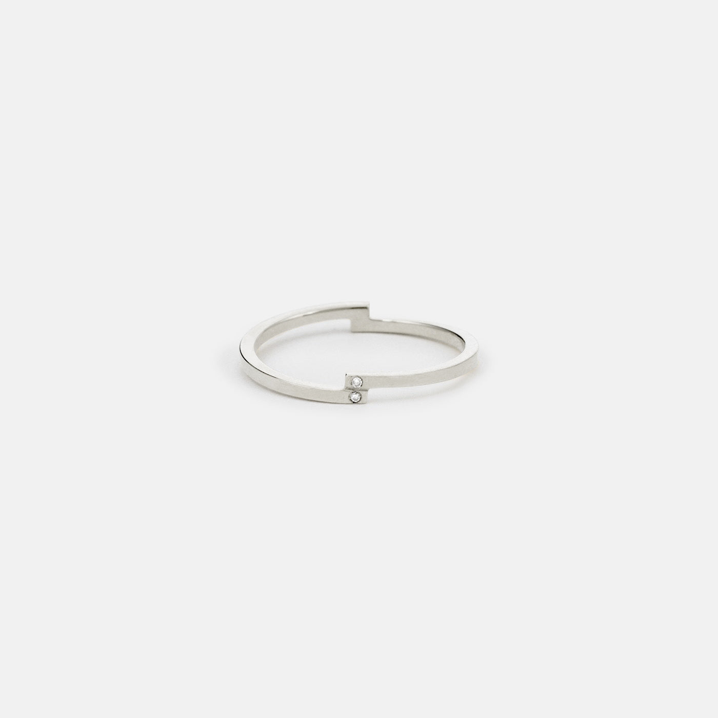 Pili Delicate Ring in Sterling Silver set with White and Black Diamonds By SHW Fine Jewelry New York City