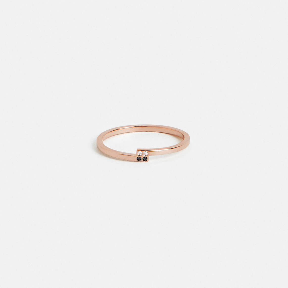 Piva Thin Ring in 14k Gold set with Black Diamonds By SHW Fine Jewelry NYC