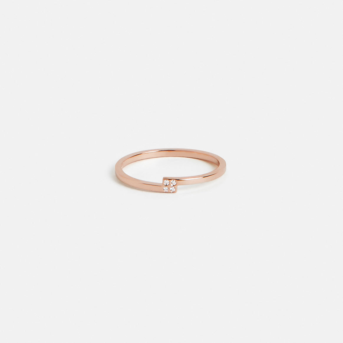 Alternative statement ring for stacking with 2 diamonds in solid 14k gold or .925 silver by SHW coolest fine jewelry shop in downtown NYC