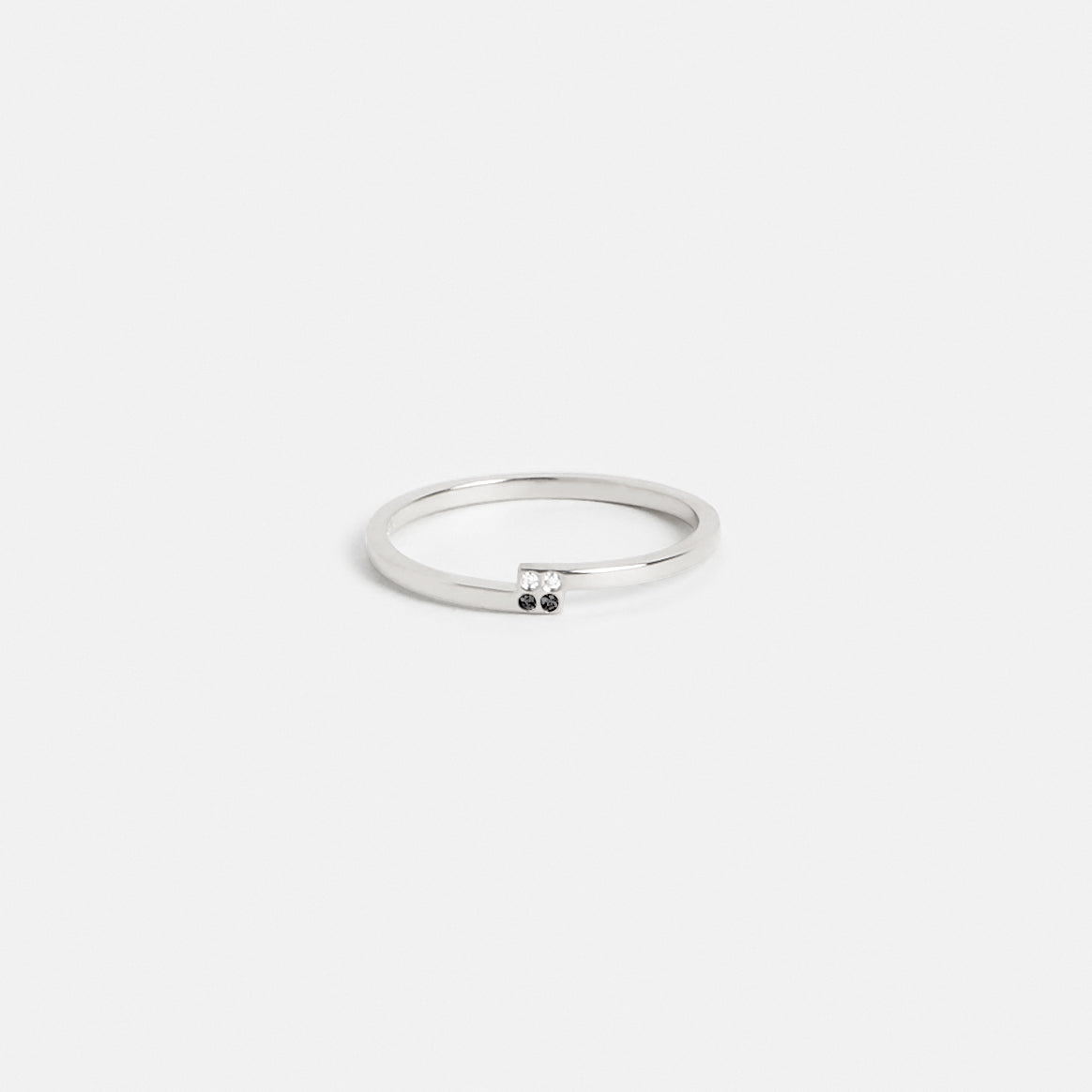 Minimalist thinner stackable wedding band with customizable gemstones in solid 14karat yellow, white, rose gold or silver by SHW jewelry NYC