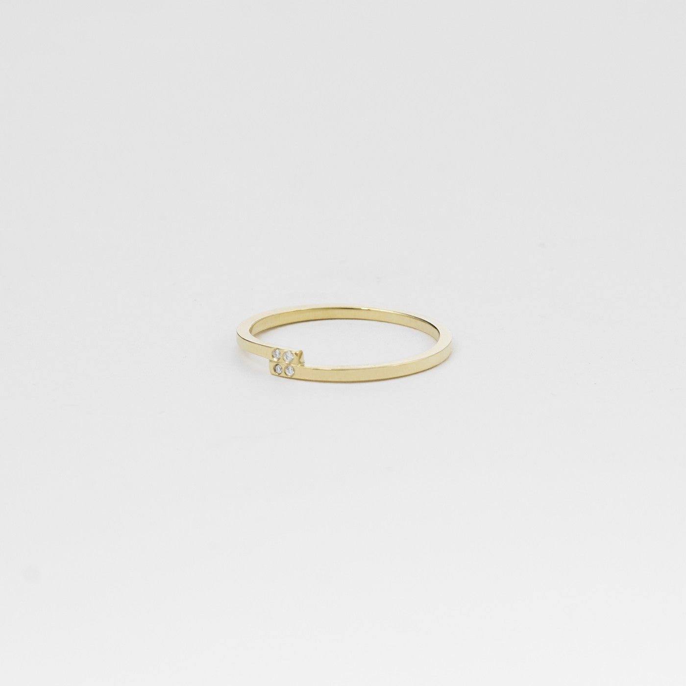 Delicate thinner stackable ring with black and white diamond in solid 14 karat gold or .925 silver by SHW coolest fine jewelry shop in NYC