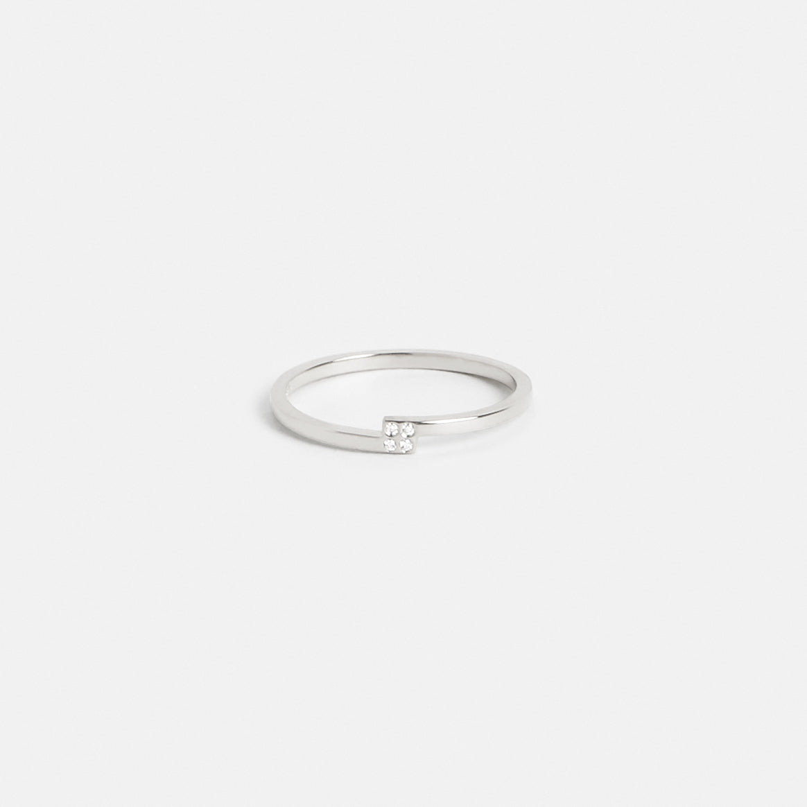 Non-traditional thin asymmetrical wedding ring with customized gemstones in solid 14k yellow, white, rose gold or silver by SHW fine jewelry NYC