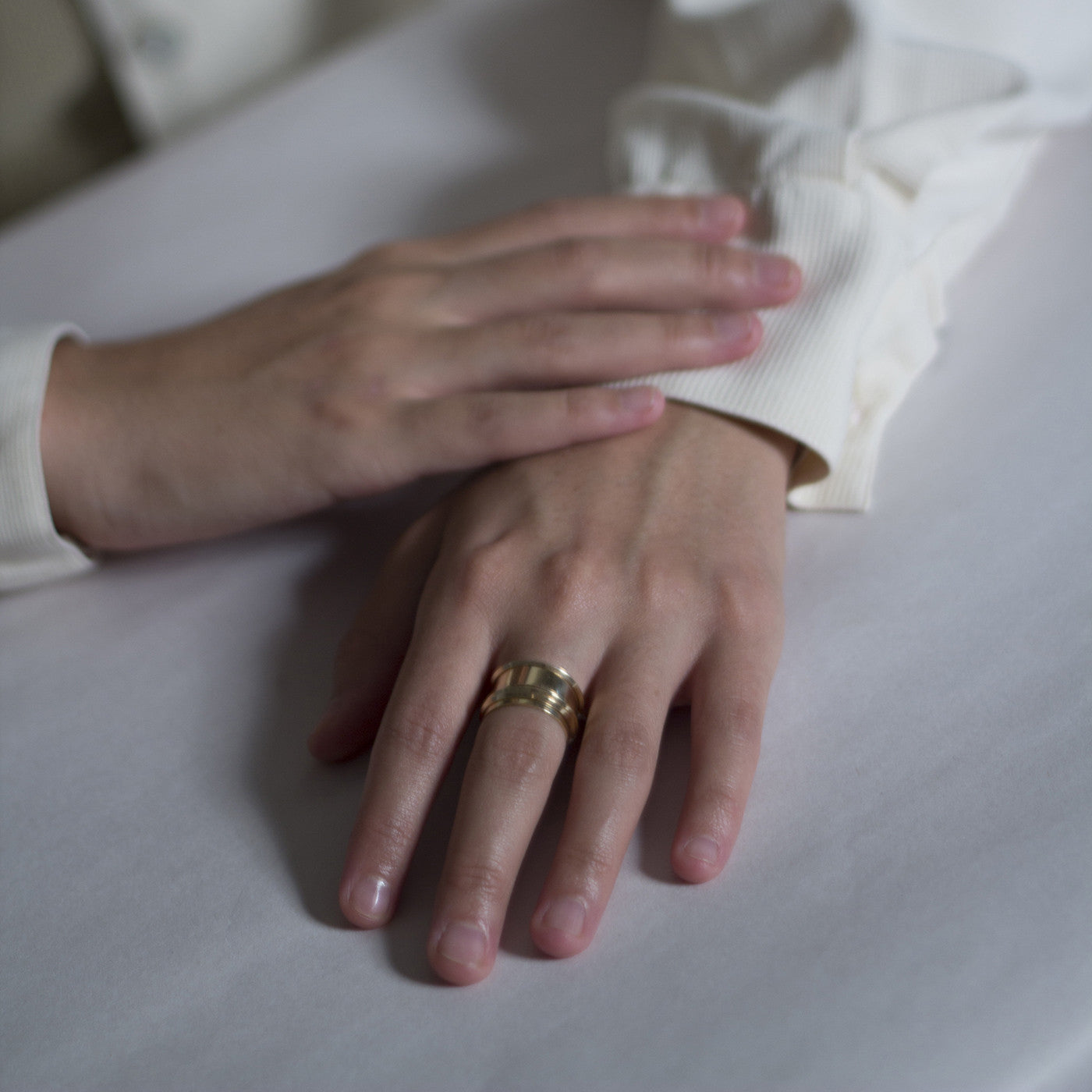 Minimalist 6mm wide delicate unisex ring for stacking in solid 14k, 18k yellow, white, rose gold by SHW best fine jewelry store located in NYC
