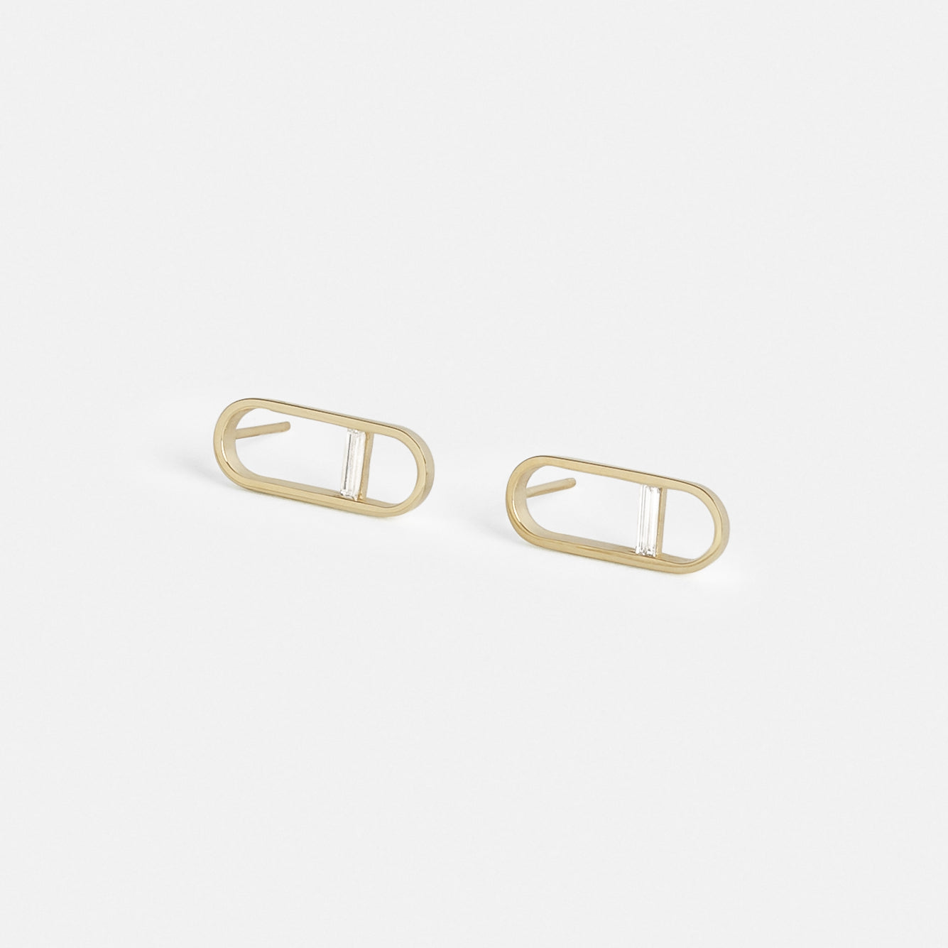 Ranga Unique Earrings in 14k Gold set with White Diamonds By SHW Fine Jewelry NYC
