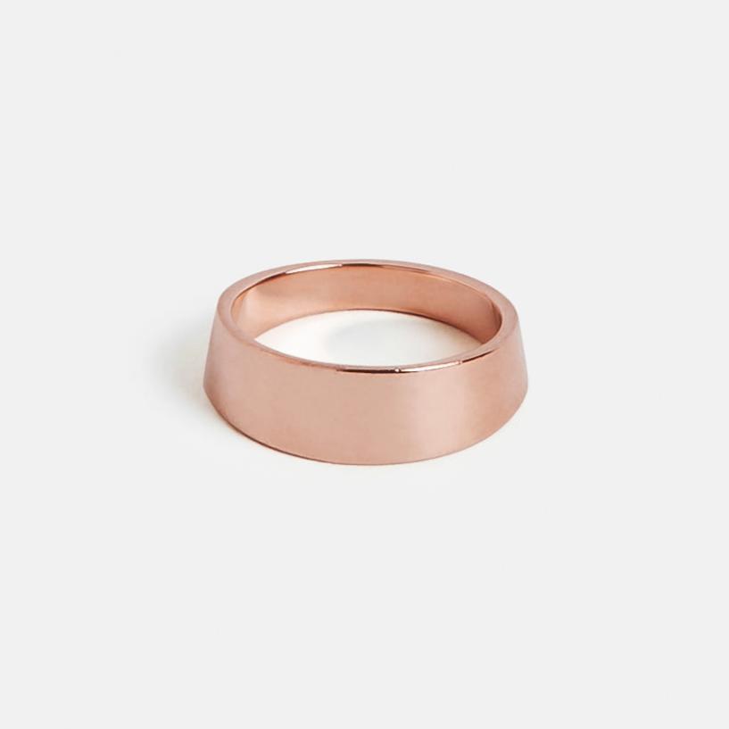 Nontraditional chunky wedding band for men and women with slanted flat profile in 14k, 18k gold or platinum by SHW fine jewelry in NYC 
