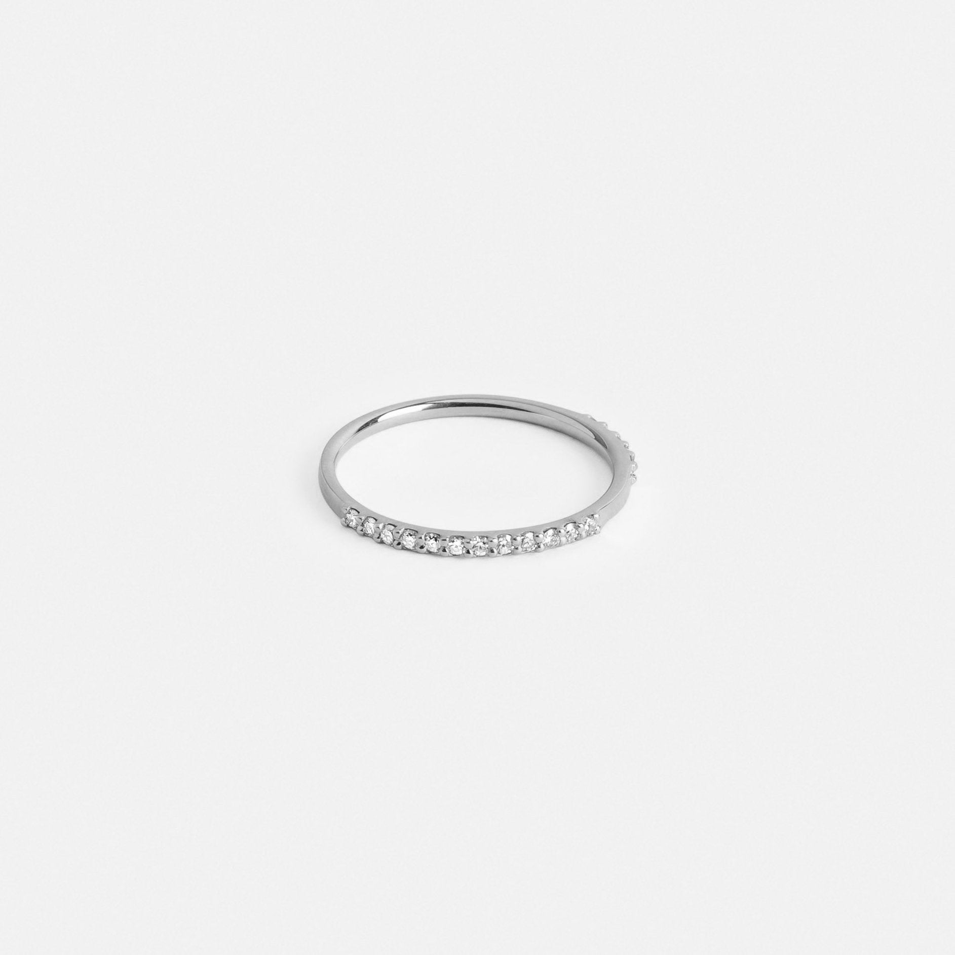 Row Cool Ring in 14k White Gold set with White Diamonds By SHW Fine Jewelry NYC
