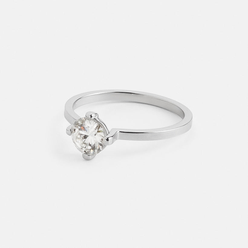 Ema Designer Engagement Ring in Platinum Set With 1ct round brilliant cut natural diamond By SHW Fine Jewelry NYC