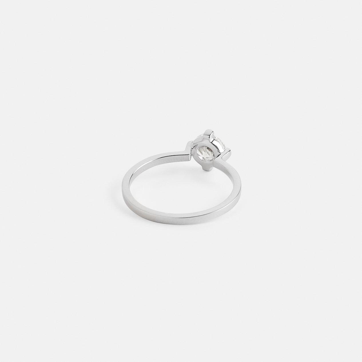 Ema Minimal Engagement Ring in Platinum Set With 1ct round brilliant cut natural diamond By SHW Fine Jewelry NYC