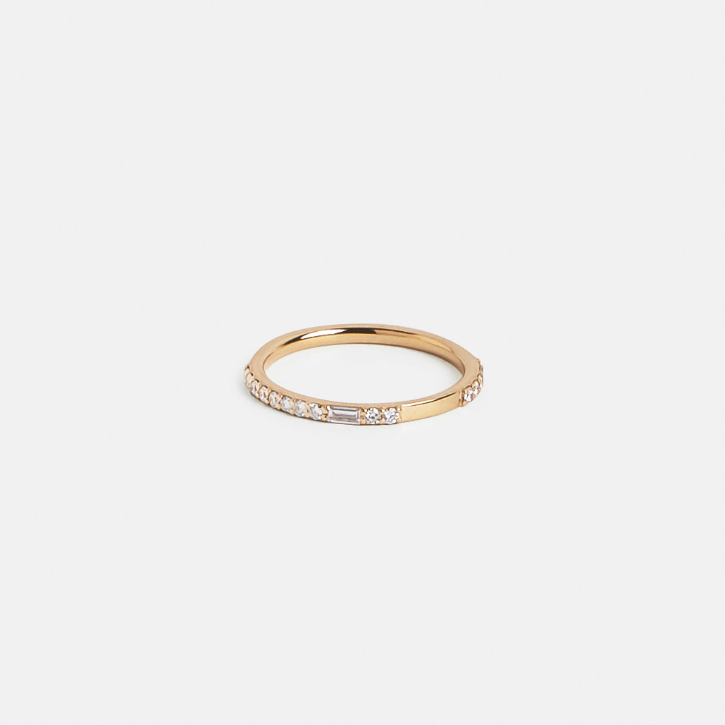Les Designer Ring in 14k Gold set with White Diamonds By SHW Fine Jewelry NYC