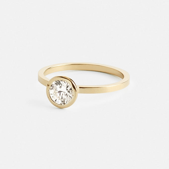 Mana Cool Engagement Ring in 14 karat Yellow Gold set with a 1.01ct round brilliant cut lab-grown diamond By SHW Fine Jewelry NYC