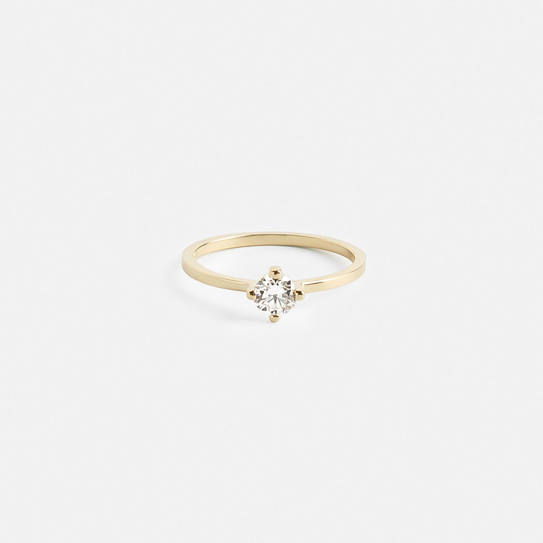 Mini Stackable Ema Ring in 14k Gold set with a 0.4ct round brilliant cut natural diamond By SHW Fine Jewelry NYC
