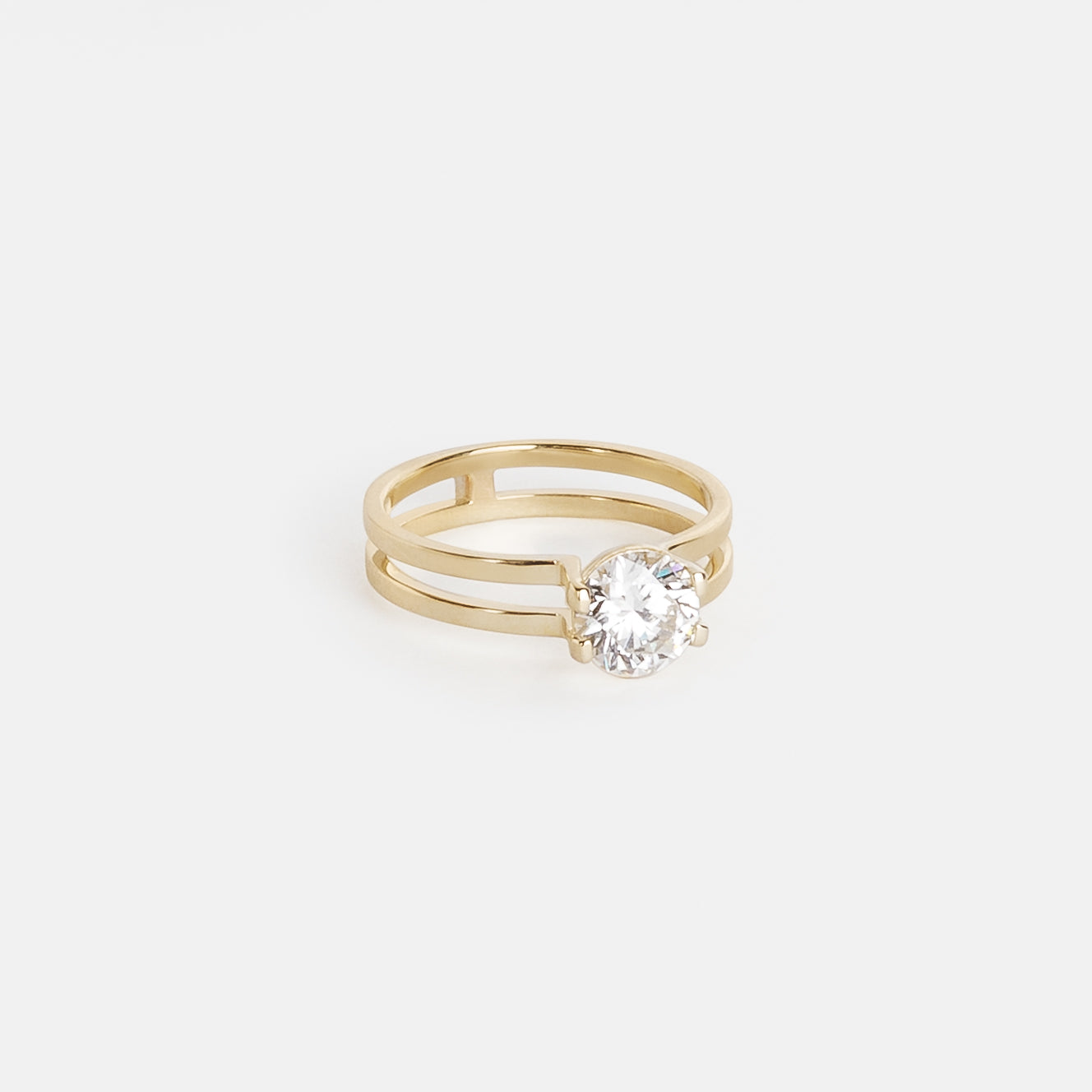 Vedi Unique Ring in 14k Gold set with a 1.01ct round brilliant cut natural diamond By SHW Fine Jewelry NYC