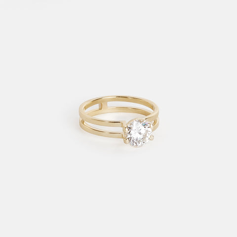 Vedi Unique Ring in 14k Gold set with a 1.01ct round brilliant cut lab-grown diamond By SHW Fine Jewelry NYC