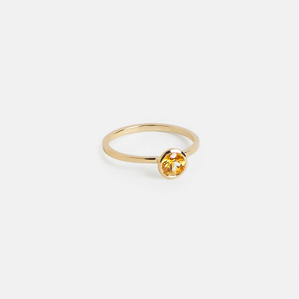 Veni Unusual Ring in 14k Gold set with a 0.65ct round brilliant cut yellow sapphire By SHW Fine Jewelry NYC