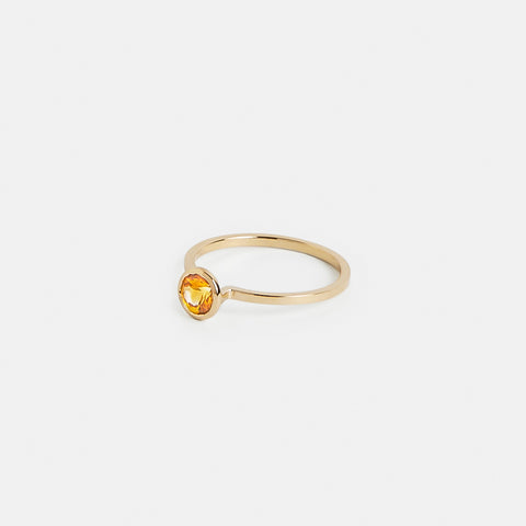 Veni Handmade Ring in 14k Gold set with a 0.65ct round brilliant cut yellow sapphire By SHW Fine Jewelry New York City