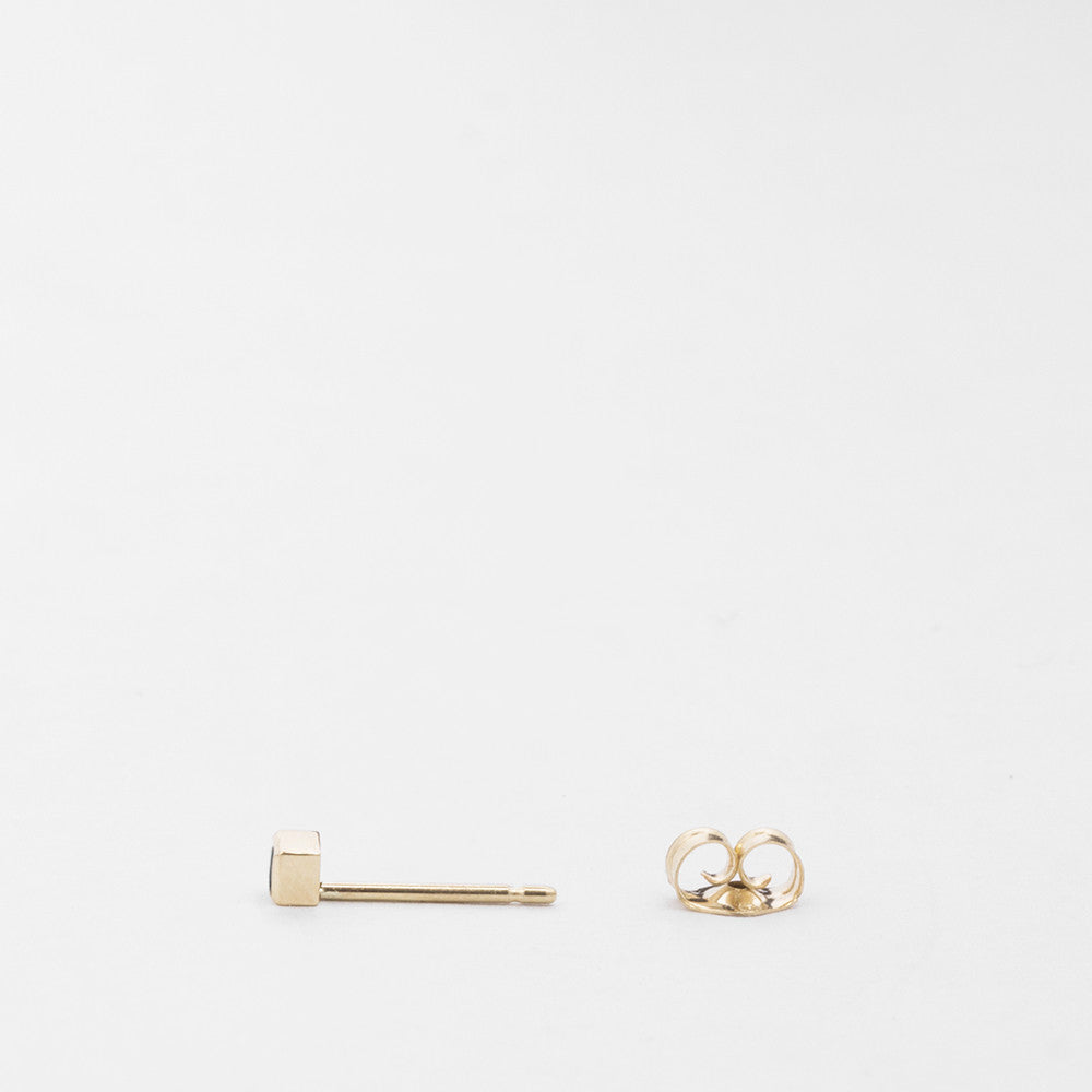 Small Simple Ona Bar Stud in 14k Gold set with Black Diamond By SHW Fine Jewelry NYC