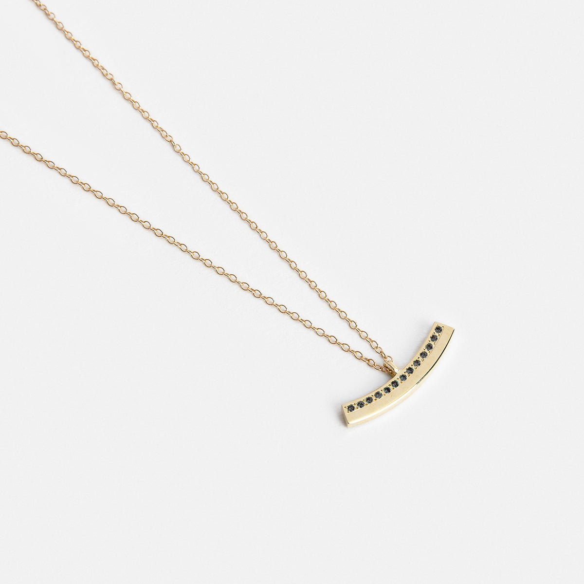 Era Delicate Necklace in 14k Gold set with Black Diamonds By SHW Fine Jewelry NYC