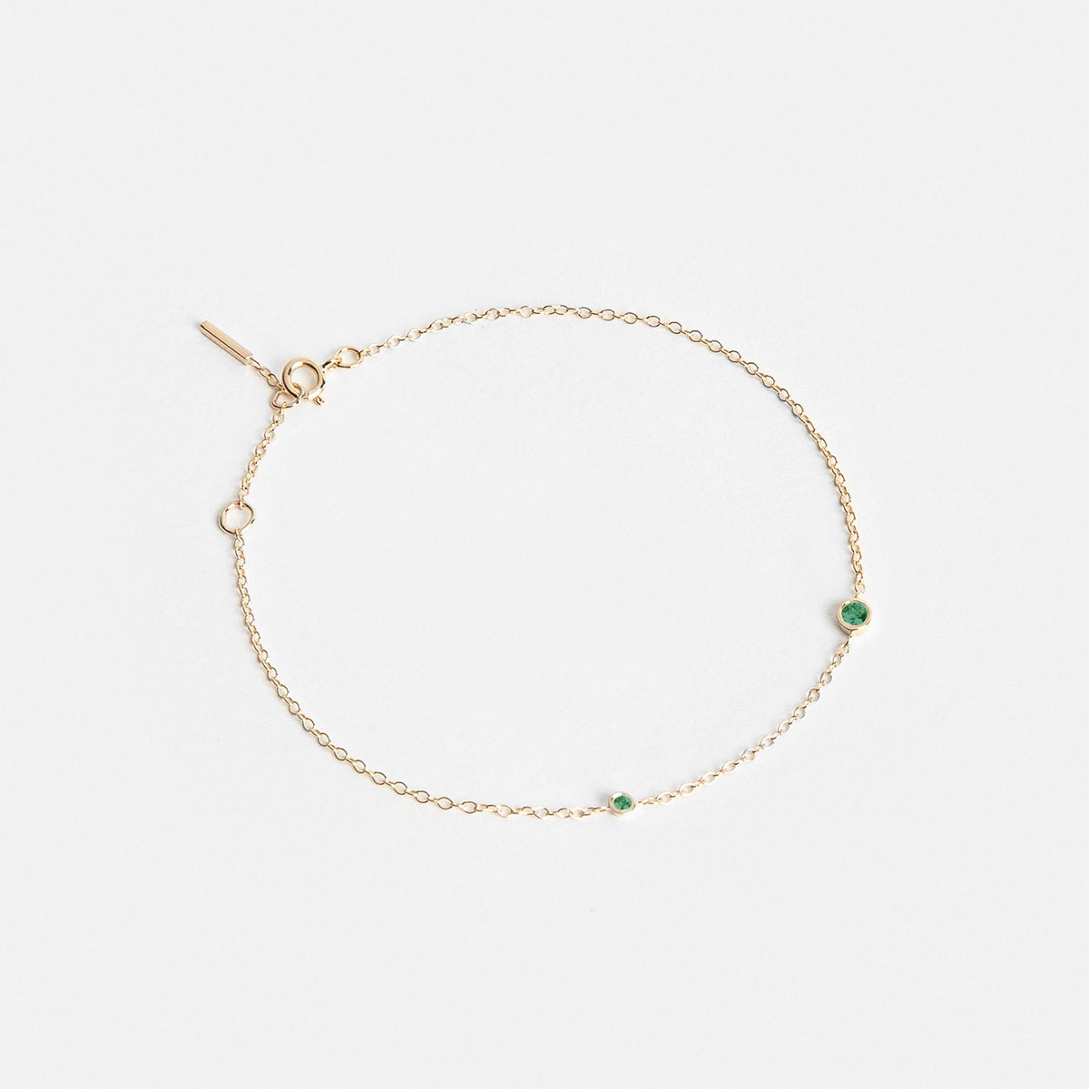 Iba Minimalist Bracelet in 14k Gold set with Emeralds By SHW Fine Jewelry NYC