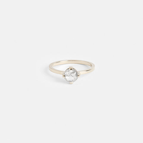 Ilva Simple Ring in 14k White Gold set with a 0.78ct rose cut salt and pepper natural diamond By SHW Fine Jewelry NYC