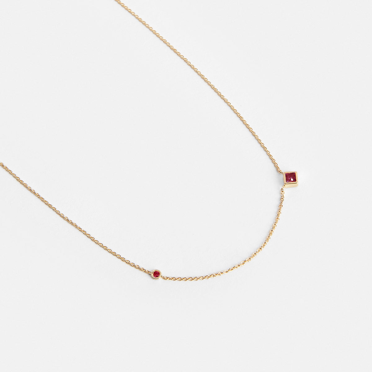 Isu Handmade Necklace in 14k Gold set with Ruby and Ruby By SHW Fine Jewelry NYC