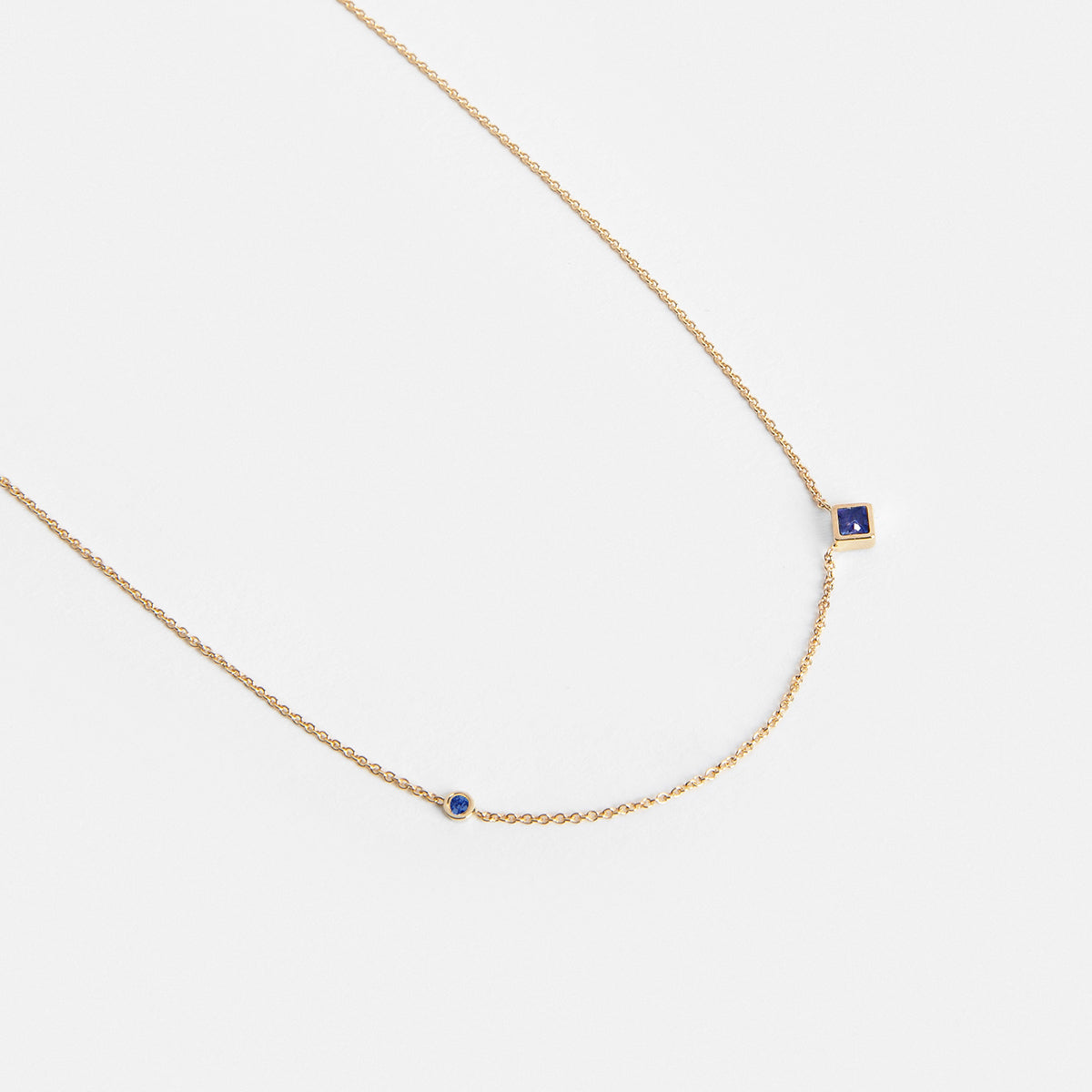 Isu Handmade Necklace in 14k Gold set with Sapphire By SHW Fine Jewelry NYC