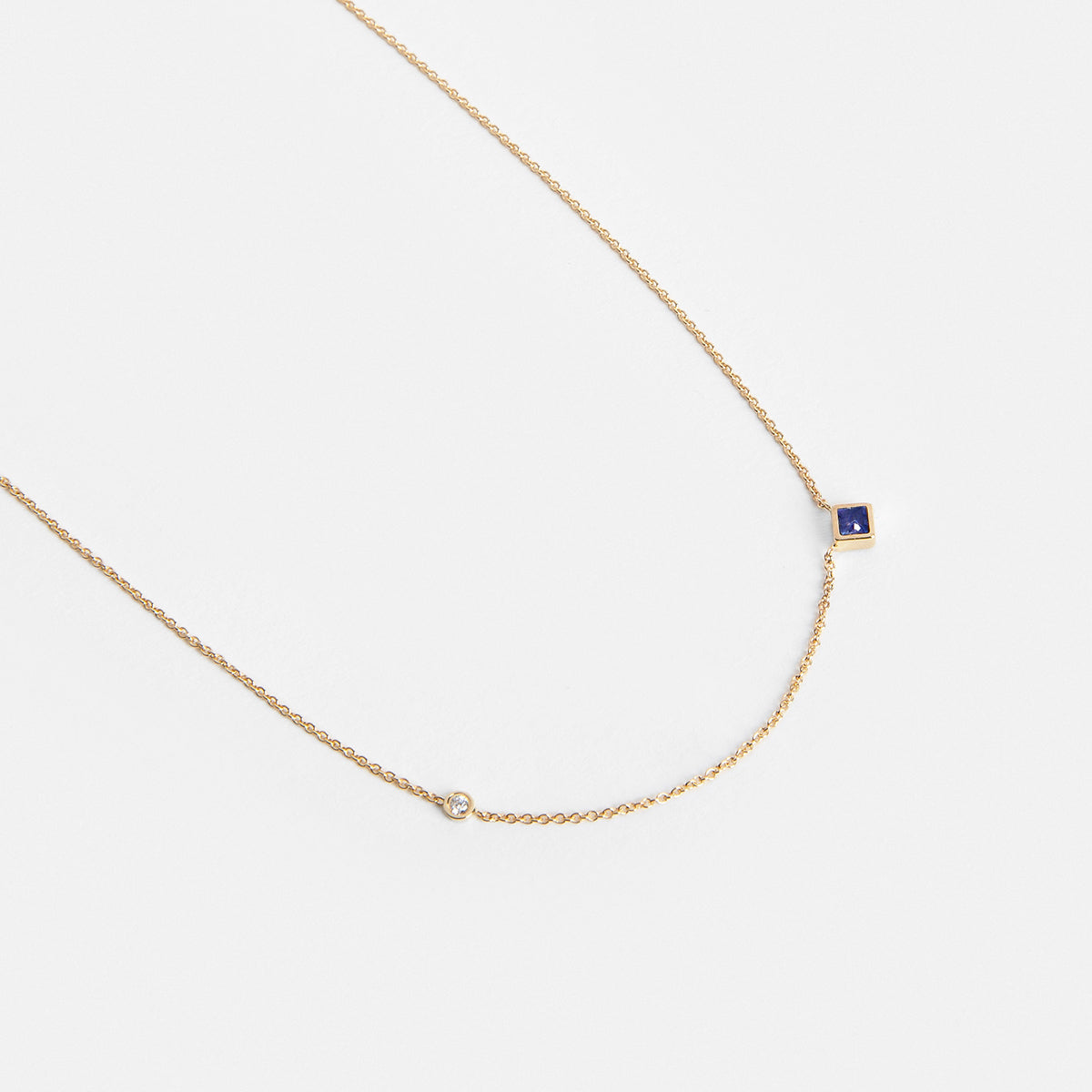 Isu Cool Necklace in 14k Gold set with Sapphire and White Diamond By SHW Fine Jewelry NYC