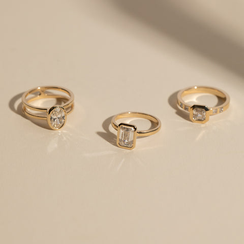 Simple Aubra Ring in 14 Karat Recycled Yellow Gold with F-G Color VVS2-VS2 Clarity Lab-Grown Diamonds made in NYC by SHW fine Jewelry