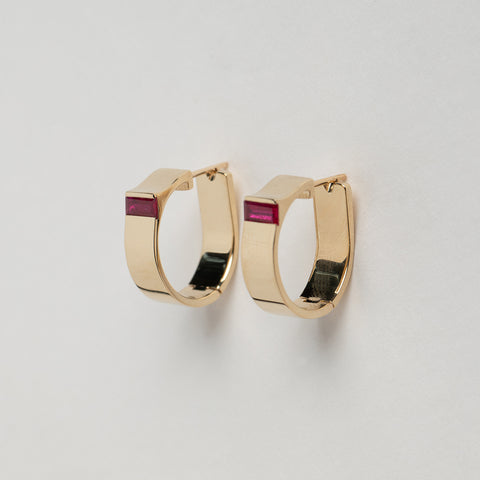 Designer Braga Hoop Earrings 14 karat yellow gold by SHW Fine Jewelry Made in New York City