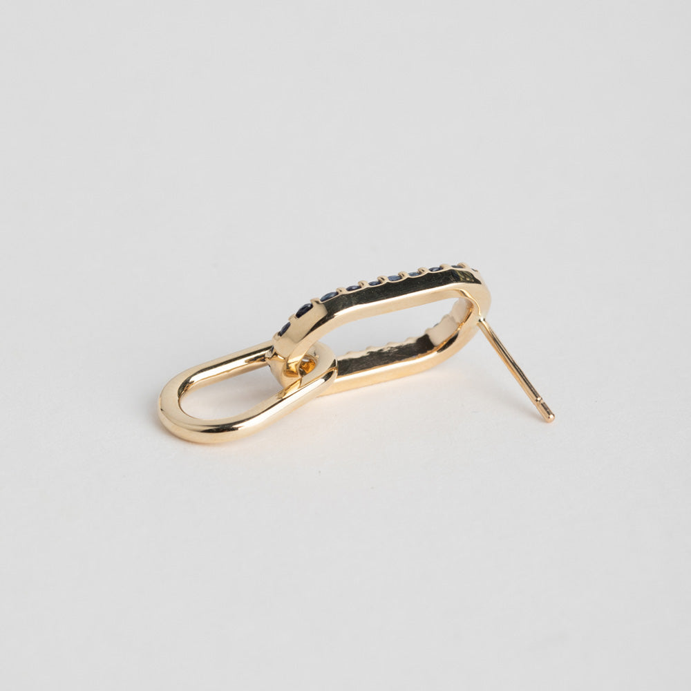 Handmade Naki Earrings in 14k yellow gold set with sapphires and diamonds made in NYC by SHW fine Jewelry