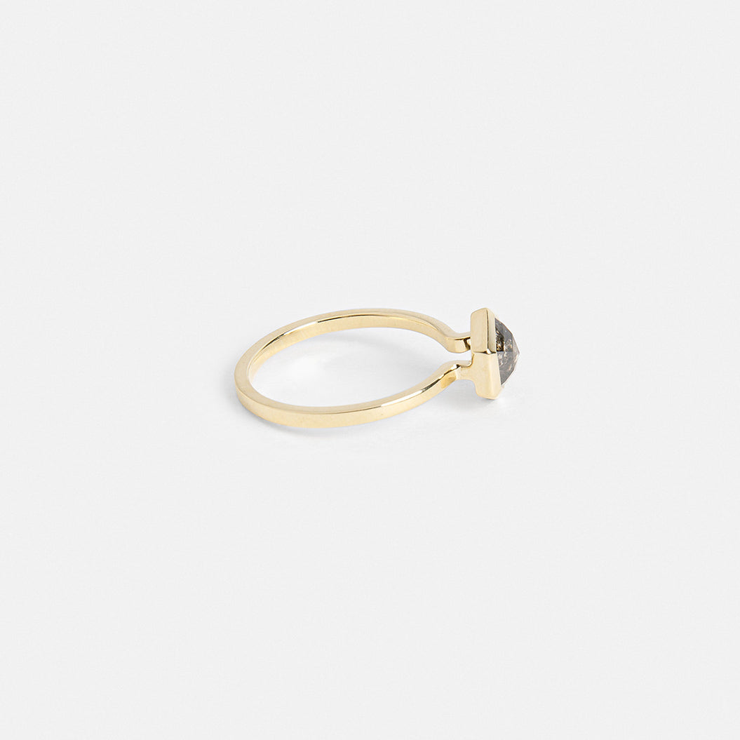 Luca Minimal Ring in 14k Gold set with a 0.99ct salt and pepper hexagon diamond By SHW Fine Jewelry NYC