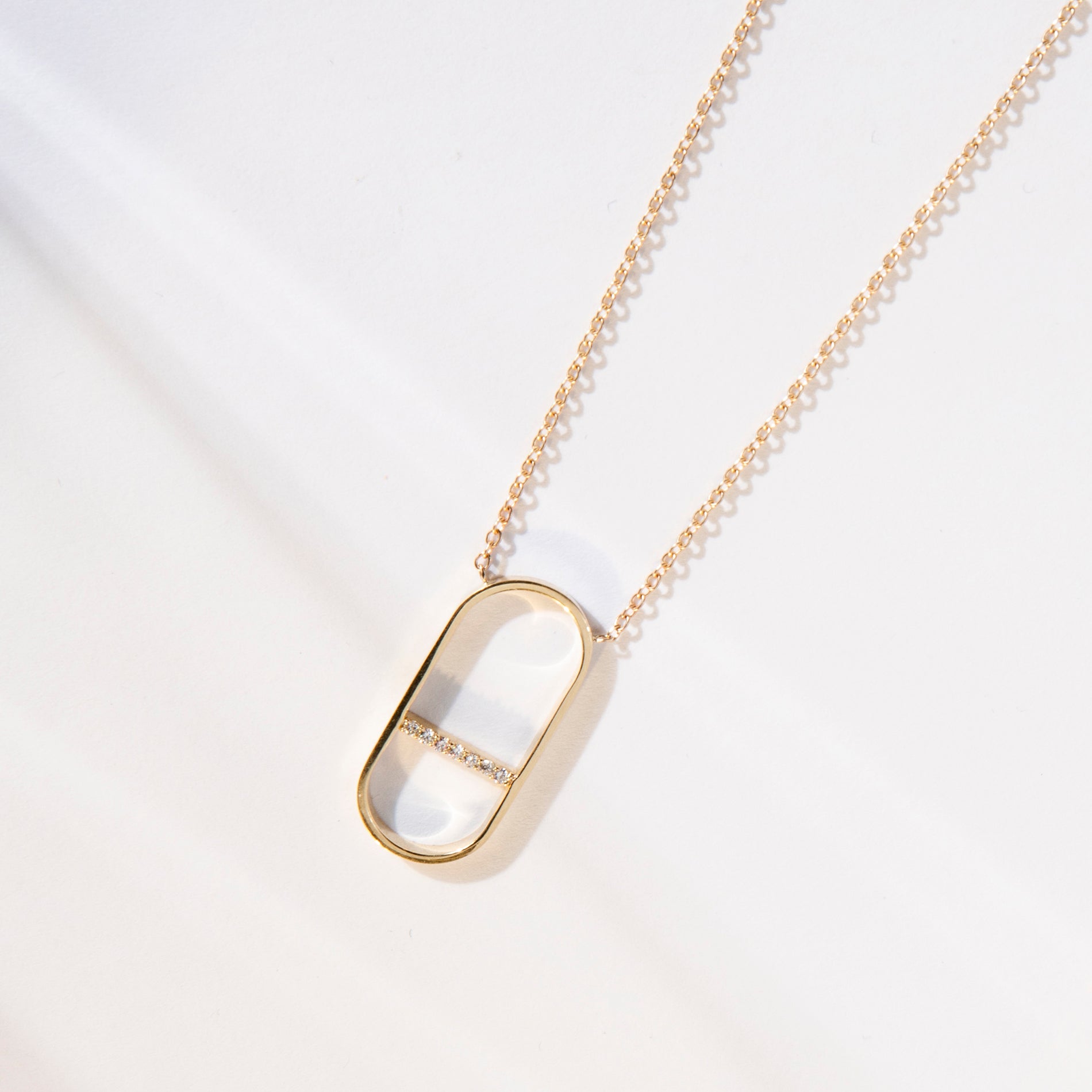 Rongo Designer Necklace in 14k Gold set with White Diamonds By SHW Fine Jewelry NYC