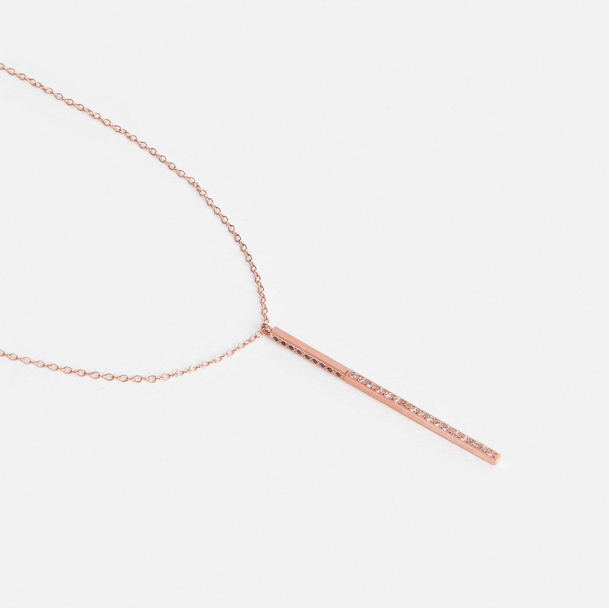 Tada Unusual Necklace in 14k Rose Gold set with Black and White Diamonds By SHW Fine Jewelry NYC