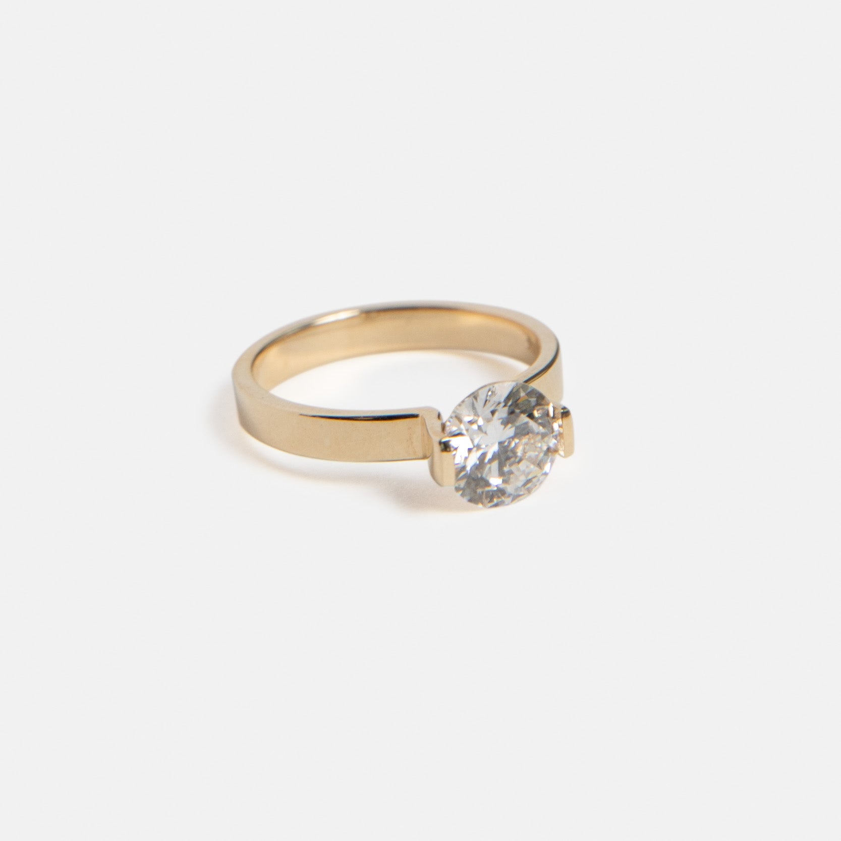 Lara Minimalist Ring in 14k Gold set with a 1.5ct emerald lab-grown diamond By SHW Fine Jewelry NYC