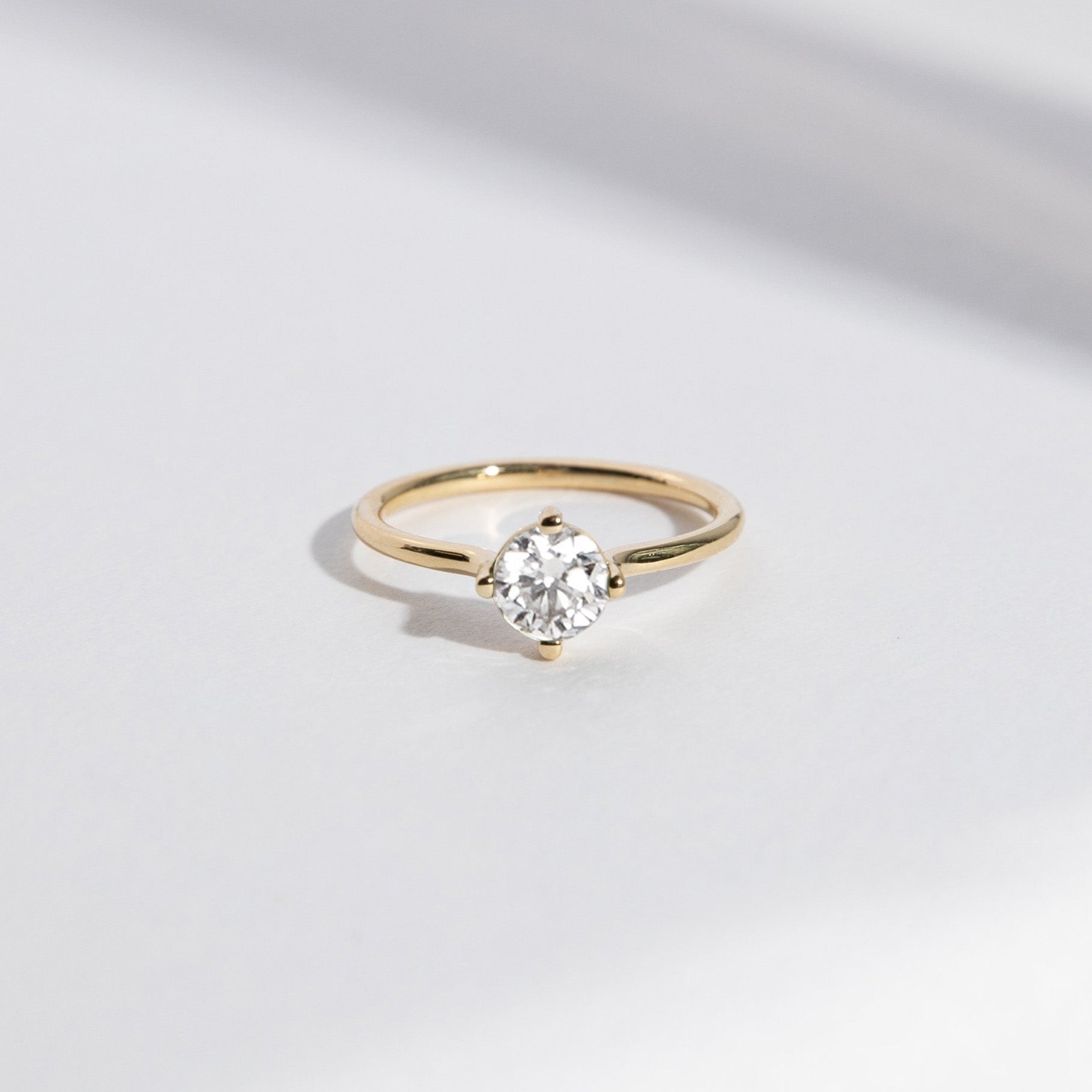 Velu Thin Ring in 14k Gold set with a round brilliant cut lab-grown diamond By SHW Fine Jewelry NYC