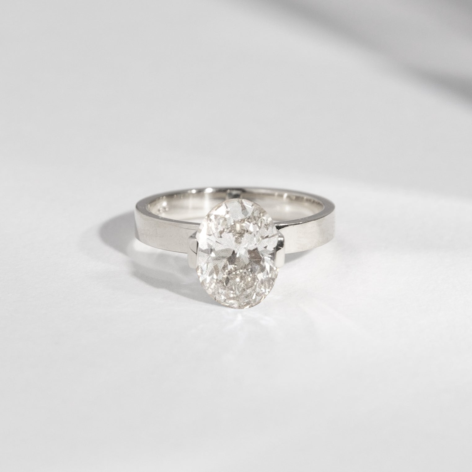 Silva Handmade Ring in 14k White Gold set with an oval brilliant cut lab-grown diamond By SHW Fine Jewelry NYC