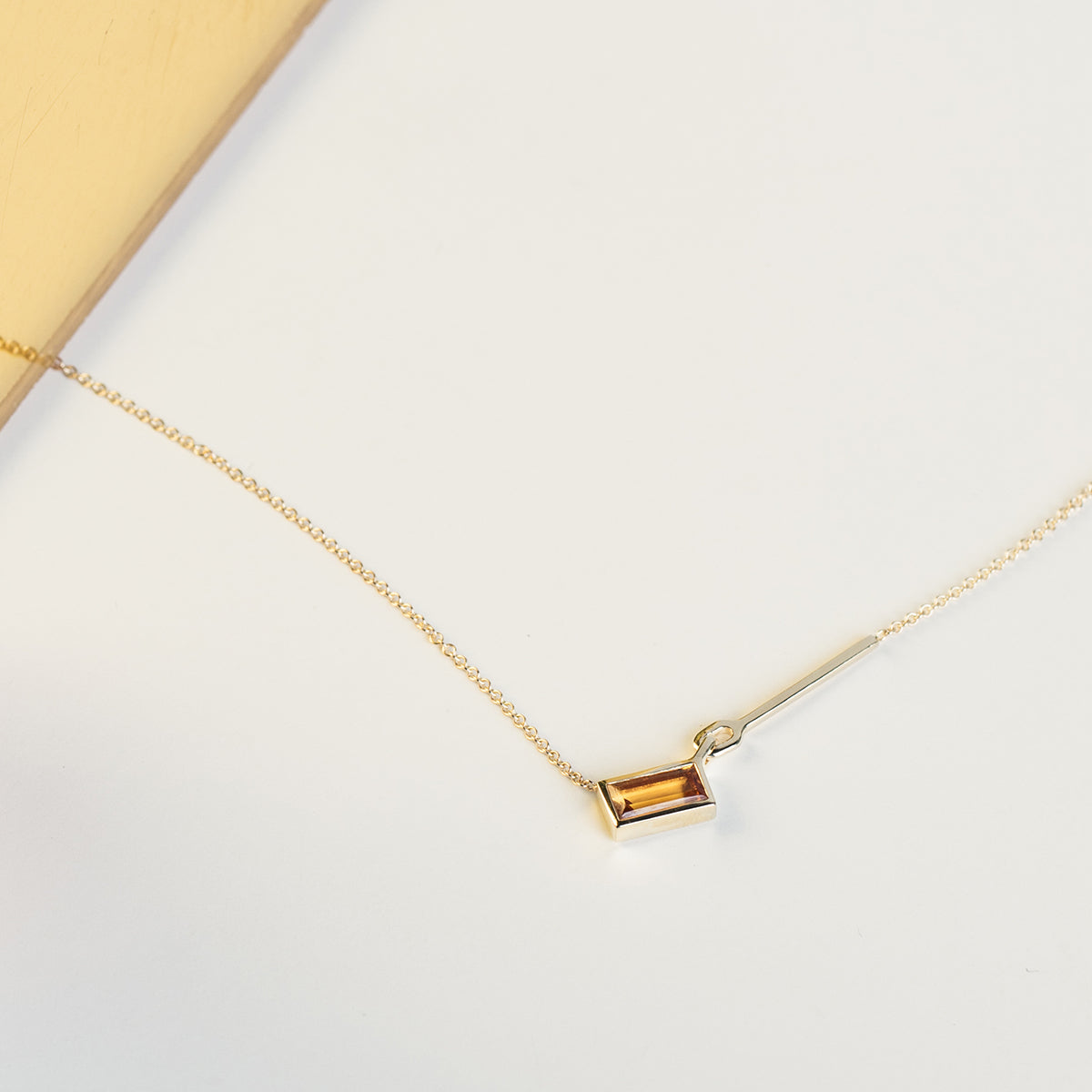 Designer Amy Necklace 14k Yellow Gold Set With sustainable Citrine By SHW Fine Jewelry NYC